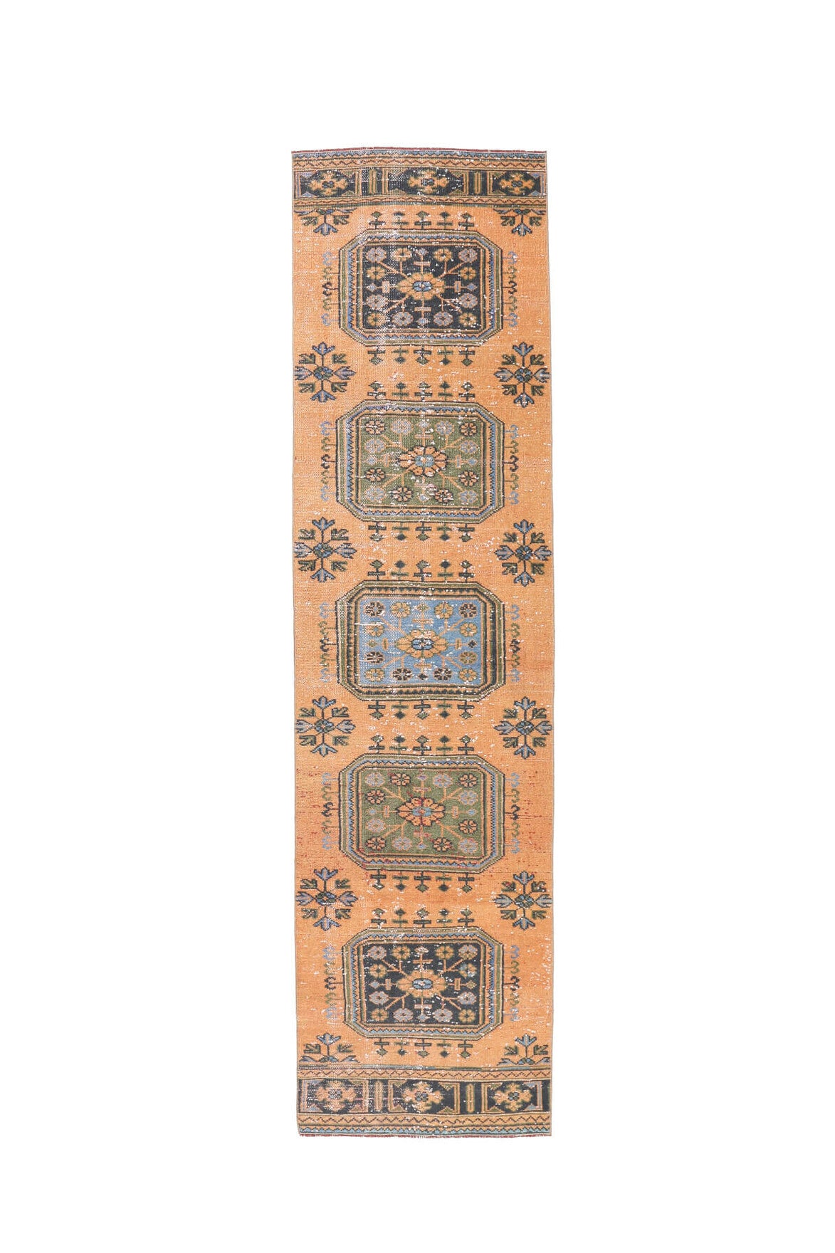 Vintage Orange Oushak Runner Rug