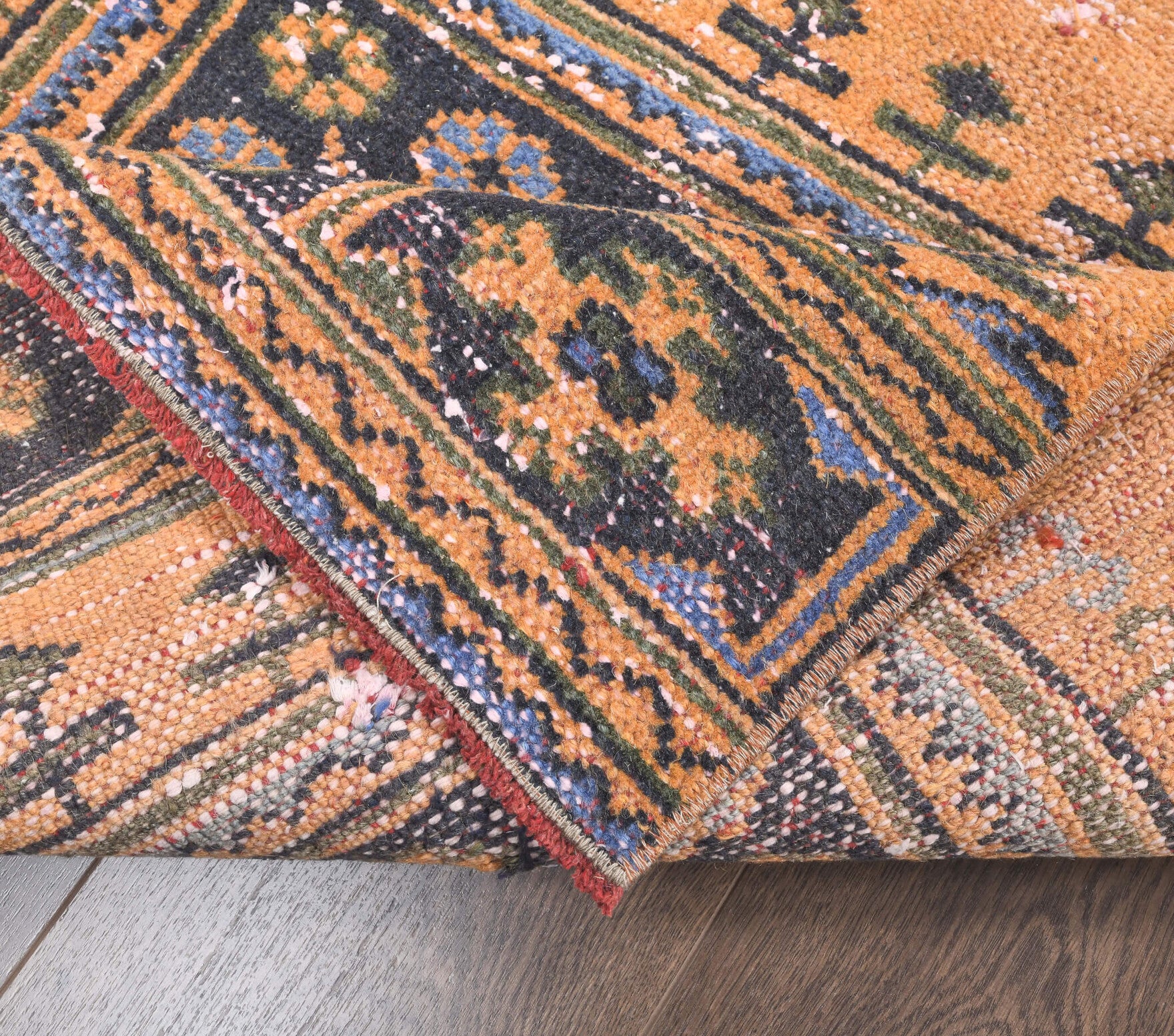 Vintage Orange Oushak Runner Rug
