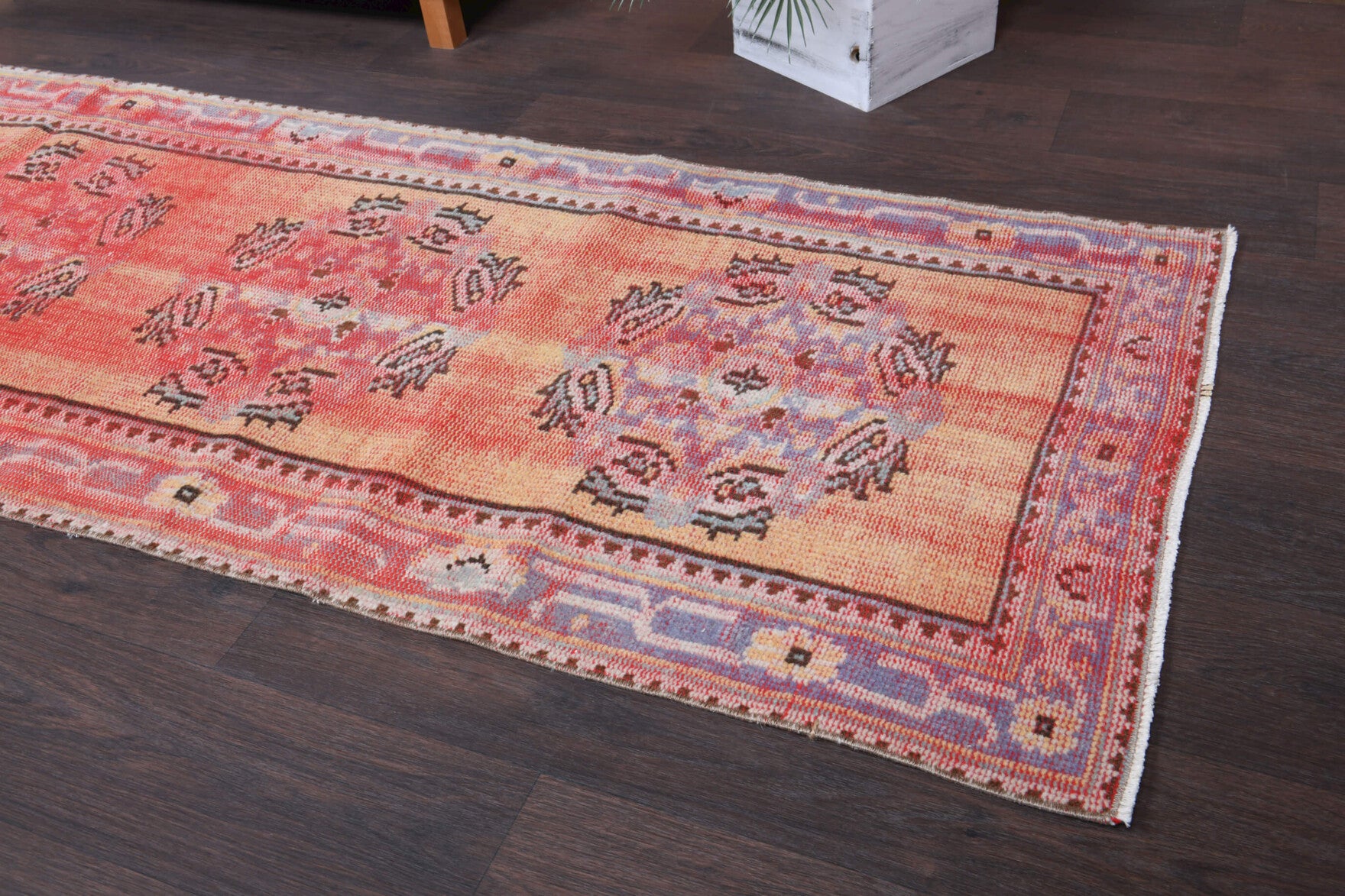 80x327 cm vintage Anatolian runner rug – Galenosela, low pile, wool