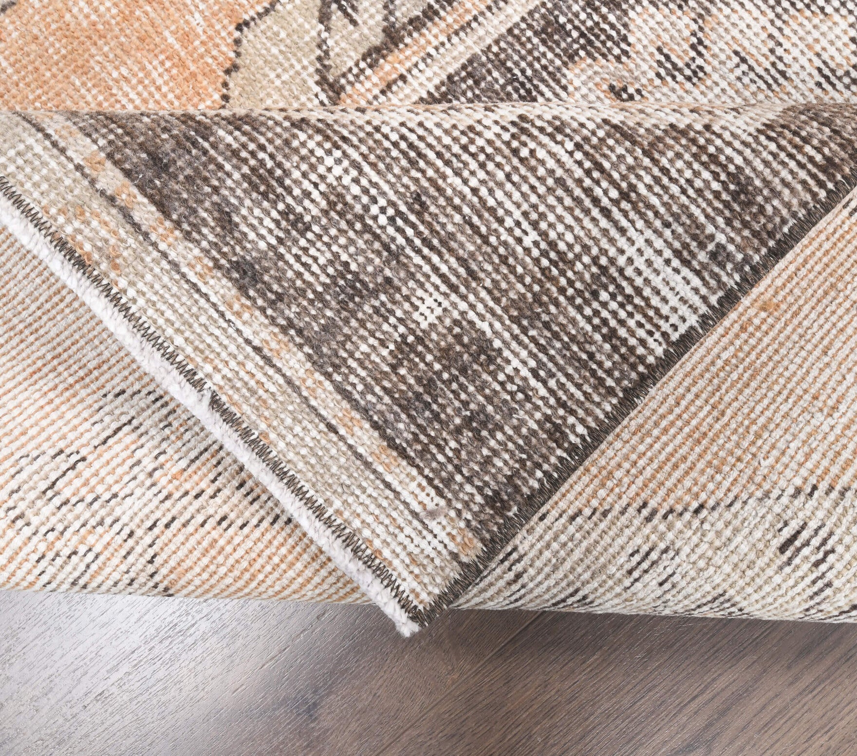 Kirazgul runner: 1960s handmade Anatolian runner with geometric motifs and cotton backing