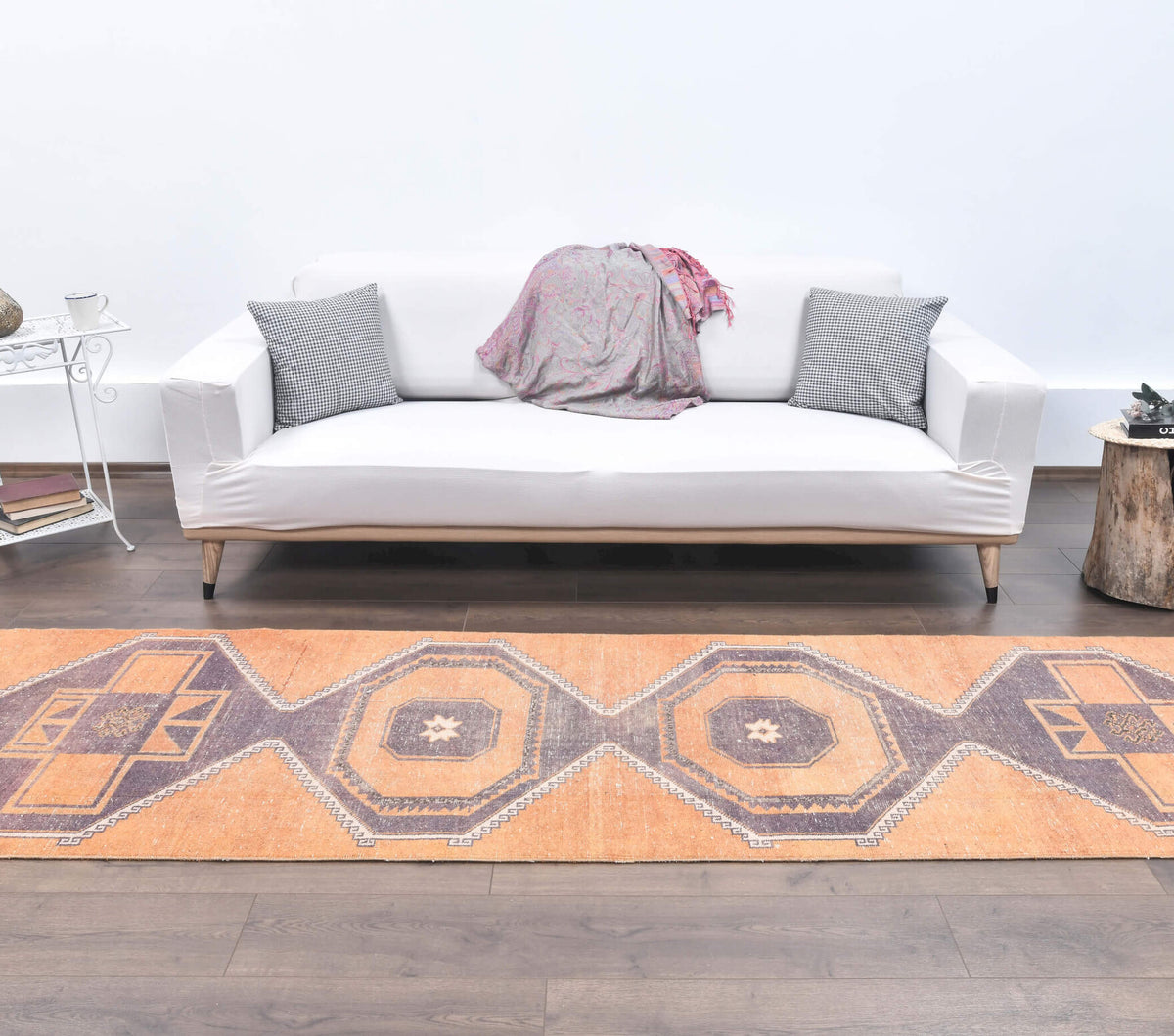 Oushak Vintage Orange Runner Rug
