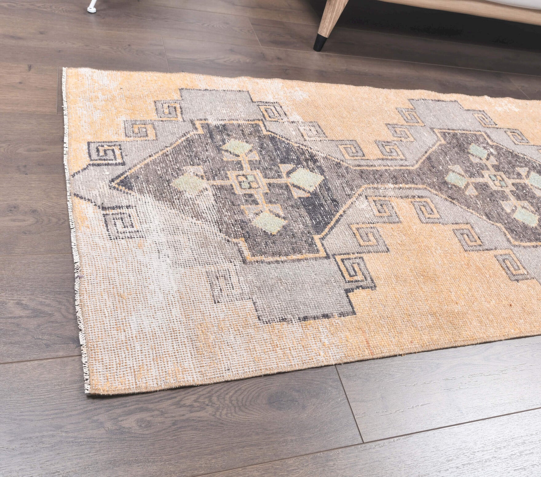 Vintage Orange Oushak Runner Rug