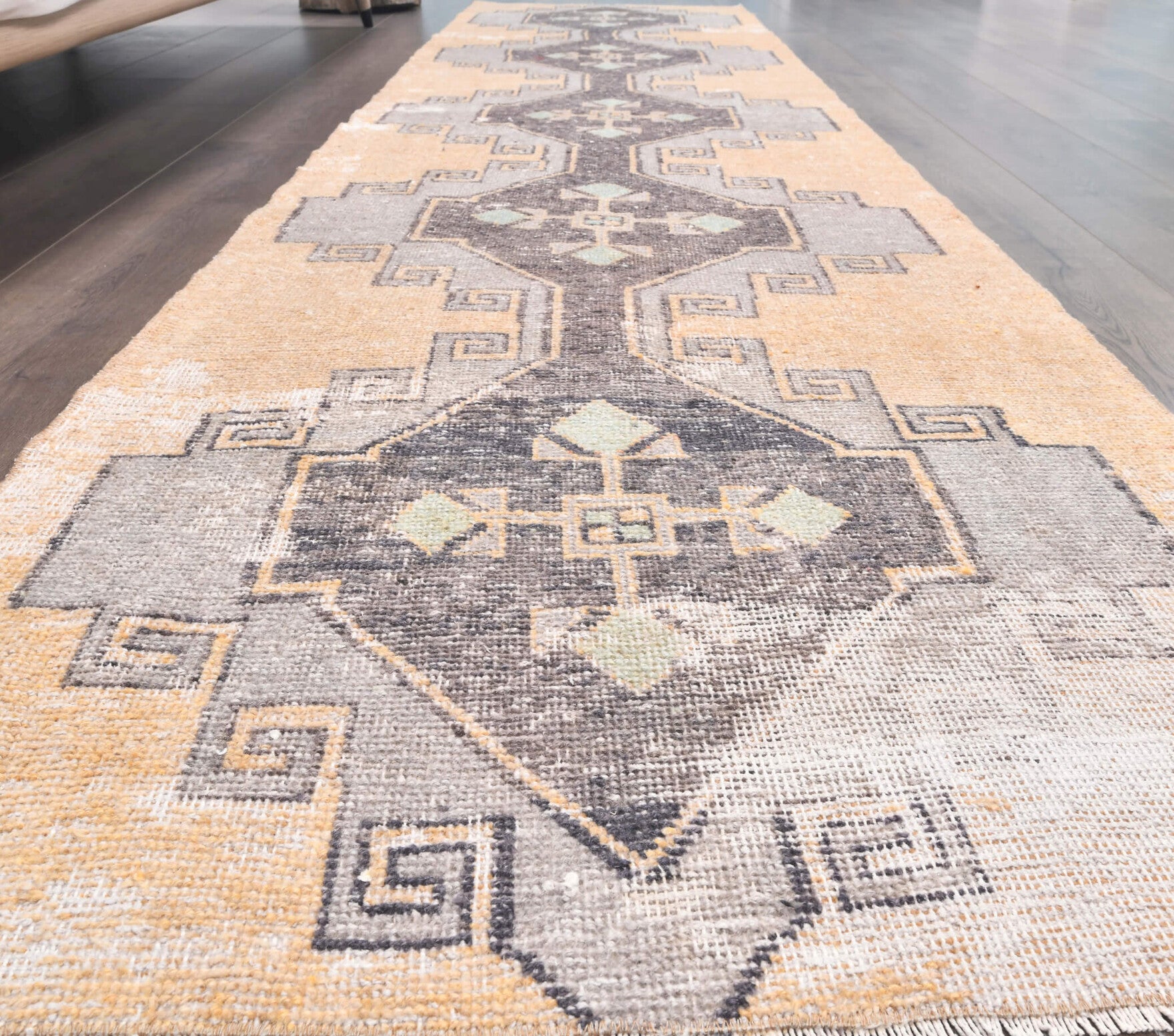 Vintage Orange Oushak Runner Rug