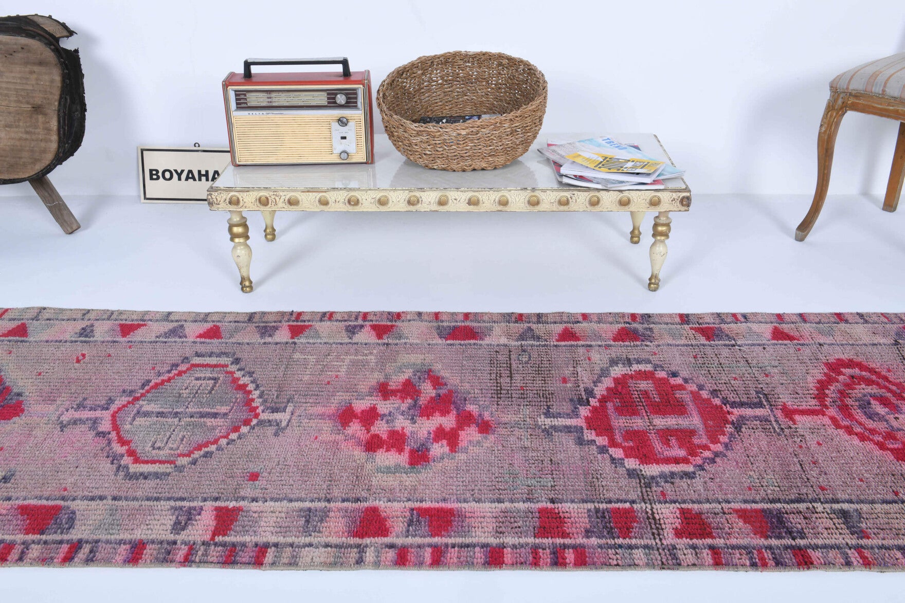 Antique Hand-Knotted Runner Rug