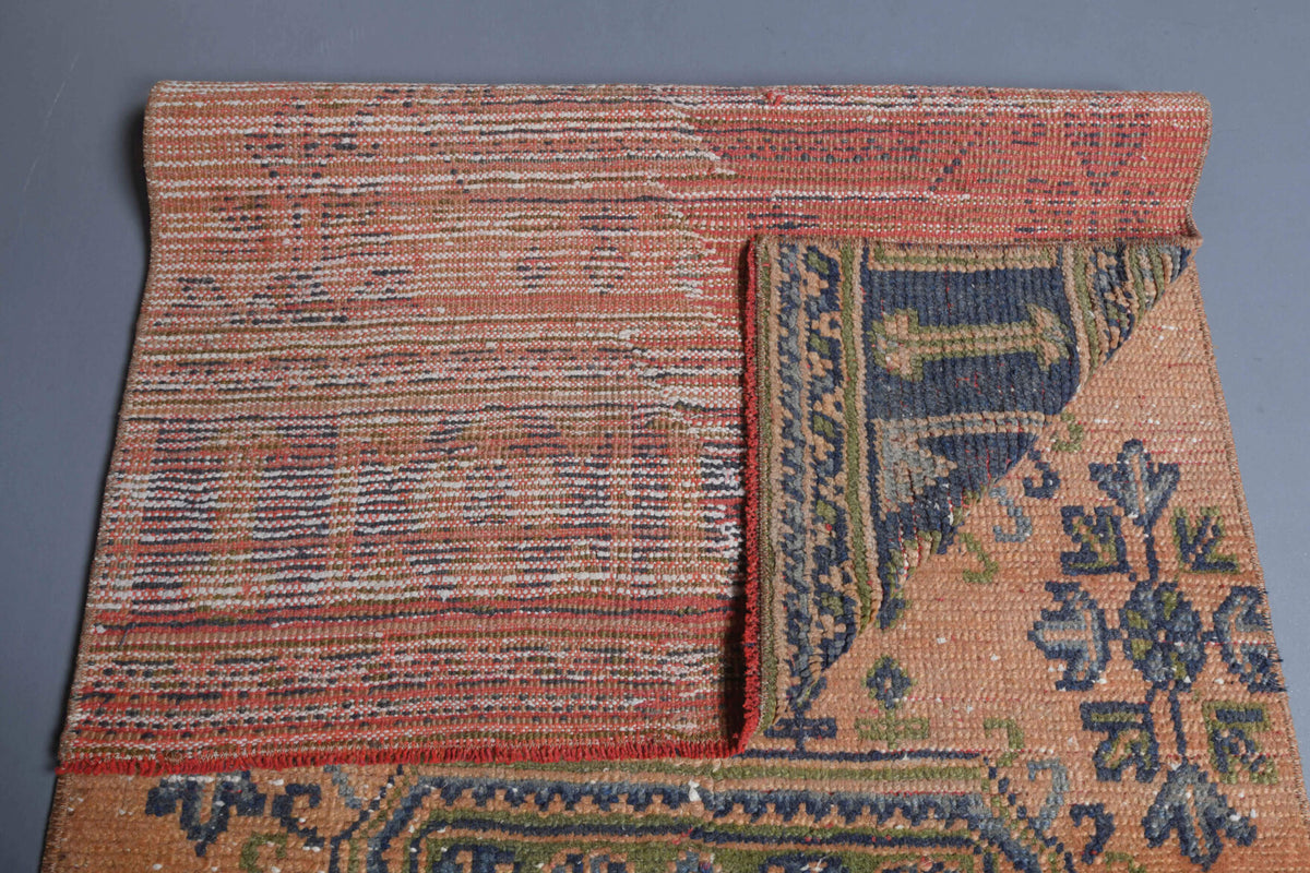 78x347 cm vintage Anatolian runner rug – Papatyasema, low pile, wool