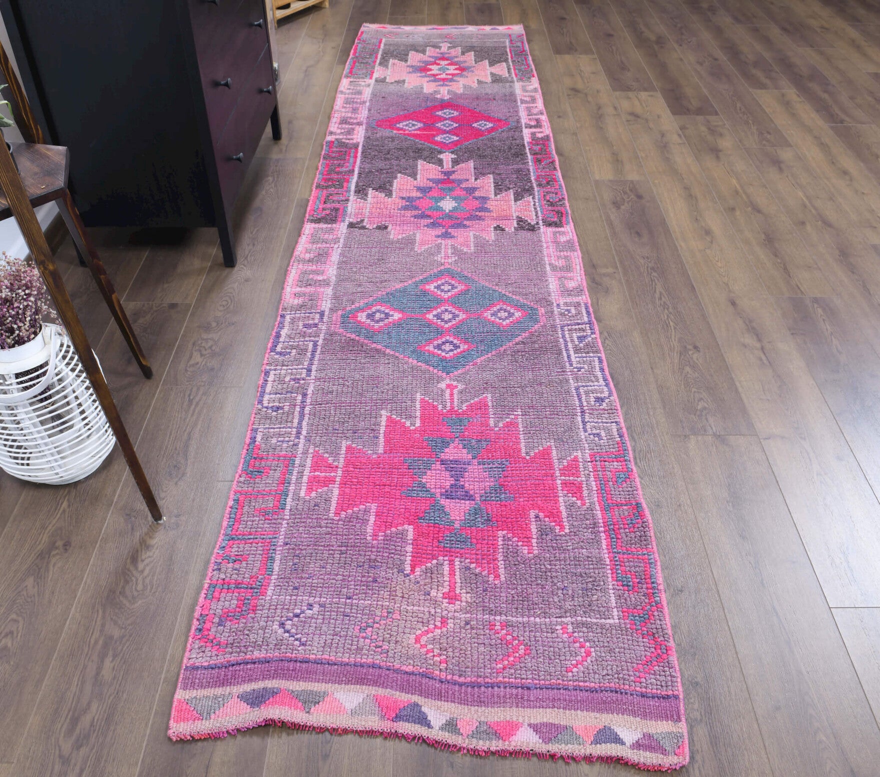 Vintage Hand-Knotted Runner Rug