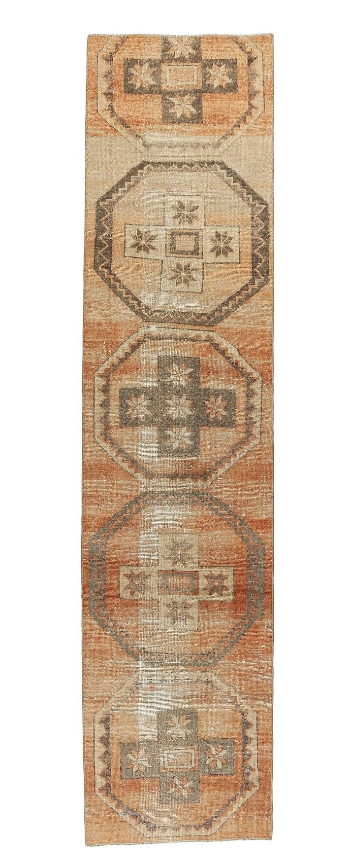 Vintage Orange Oushak Runner Rug