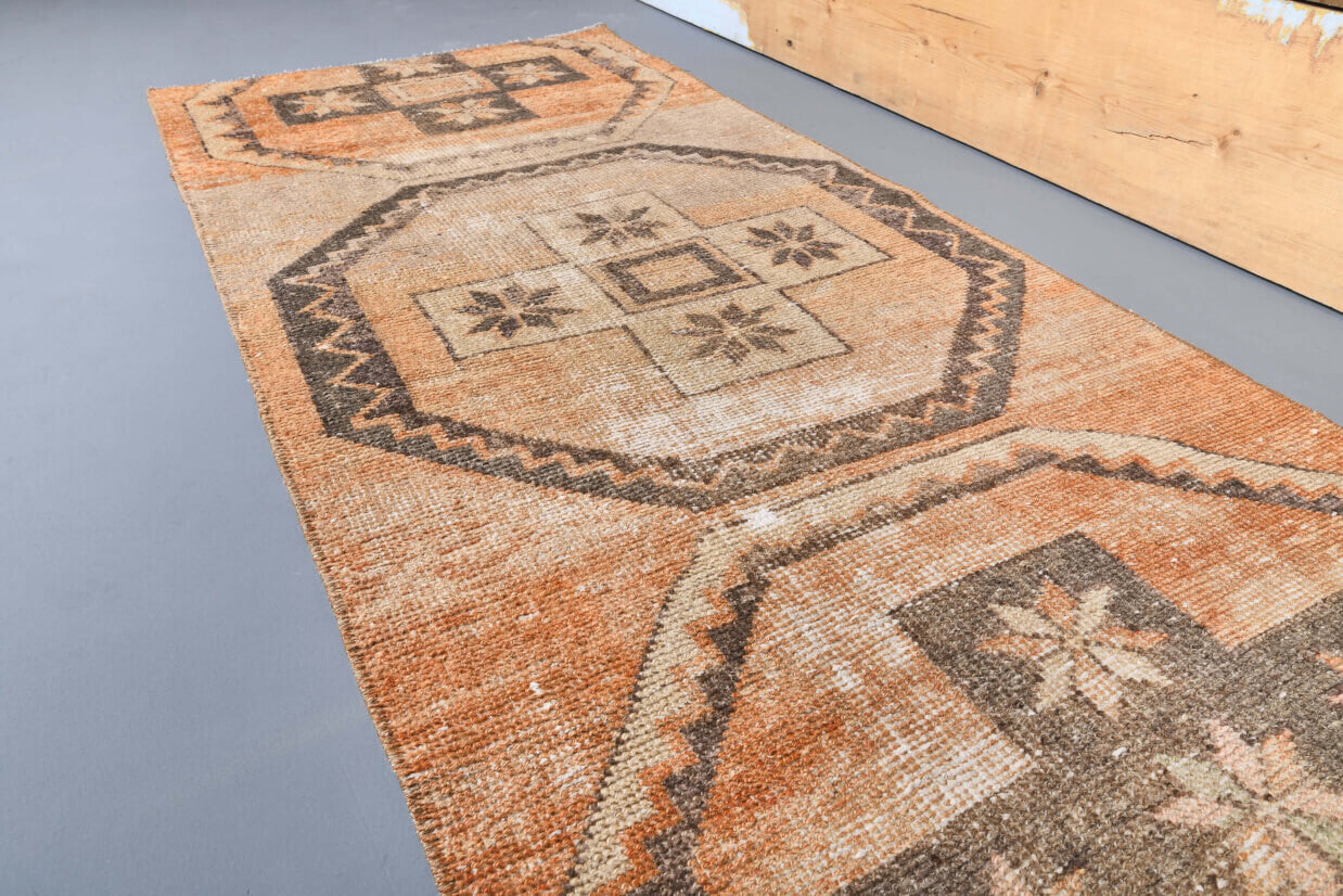 Vintage Orange Oushak Runner Rug