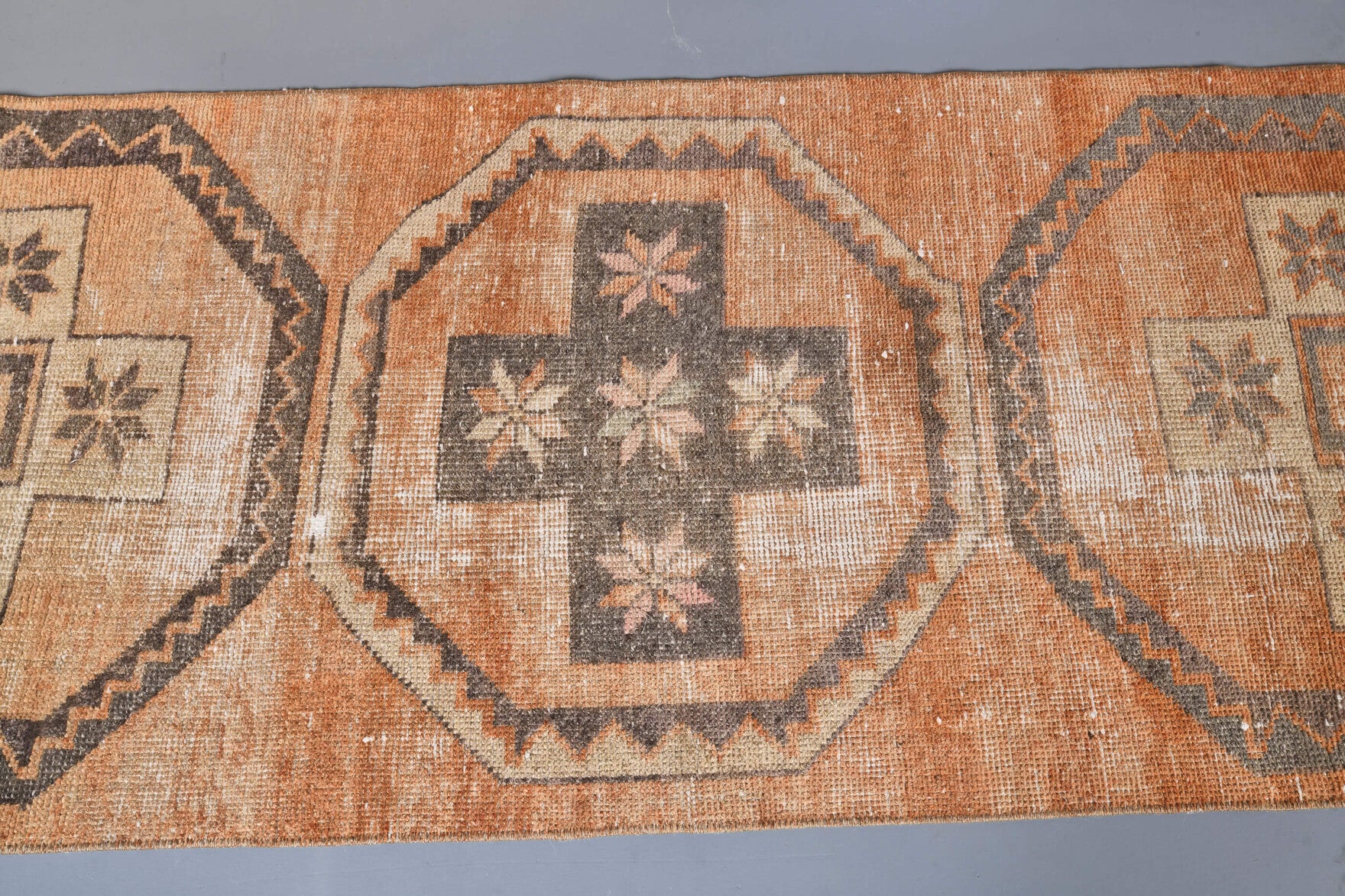 Vintage Orange Oushak Runner Rug