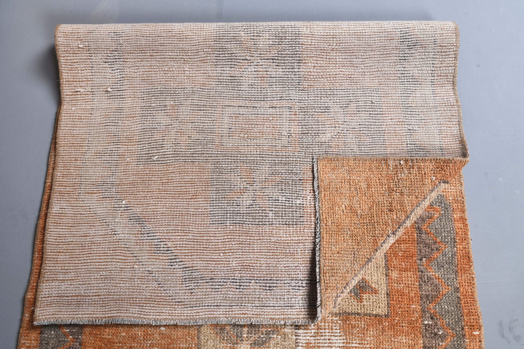 Vintage Orange Oushak Runner Rug