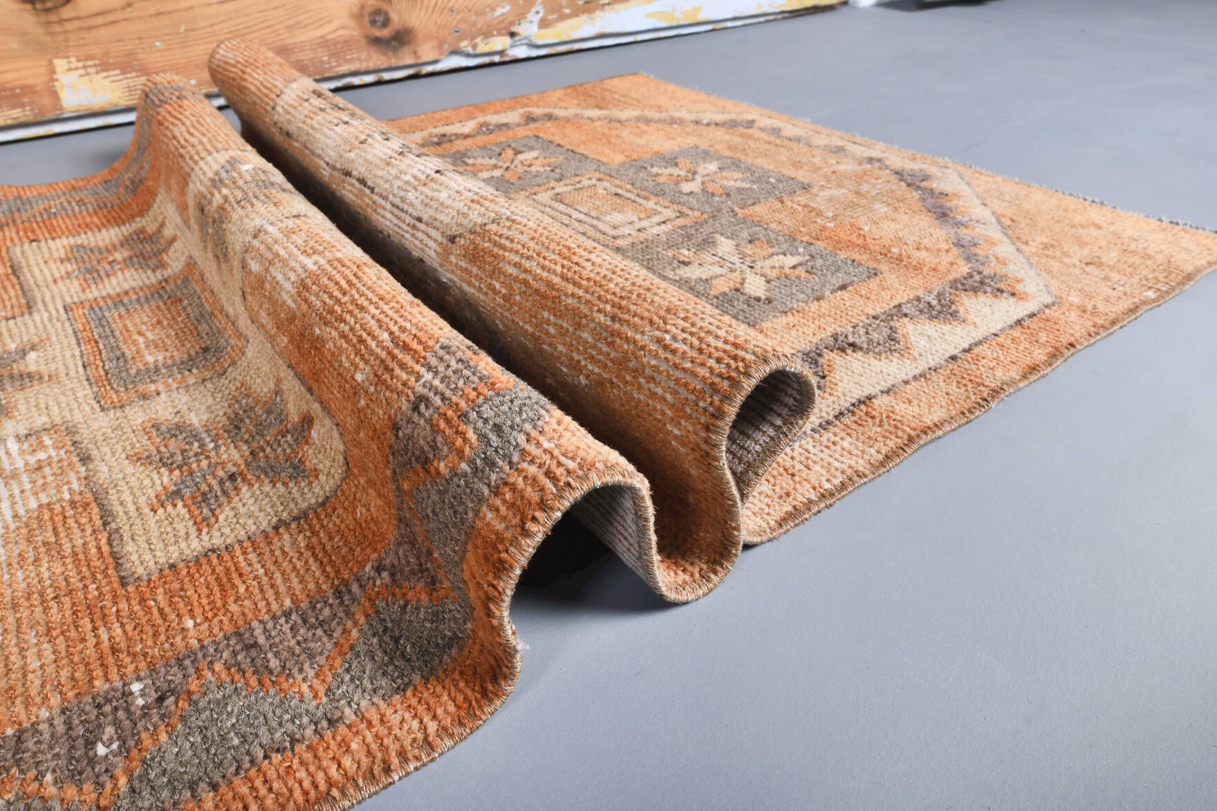 Vintage Orange Oushak Runner Rug