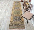 3x11 Vintage Handwoven Oushak Yellow Gold Runner
