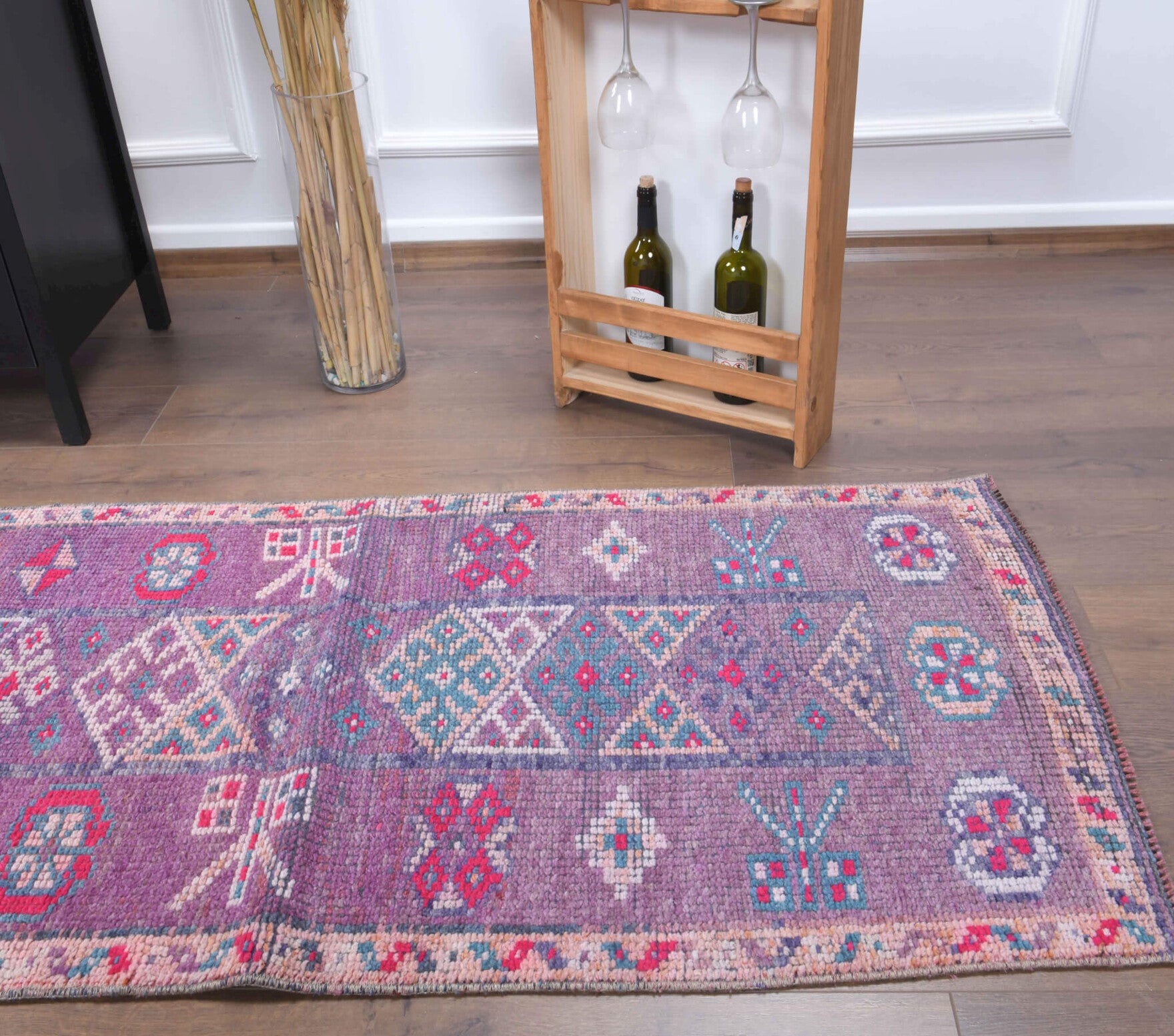 80x348 cm vintage kilim Anatolian runner rug – Sabahsad, flatweave, wool