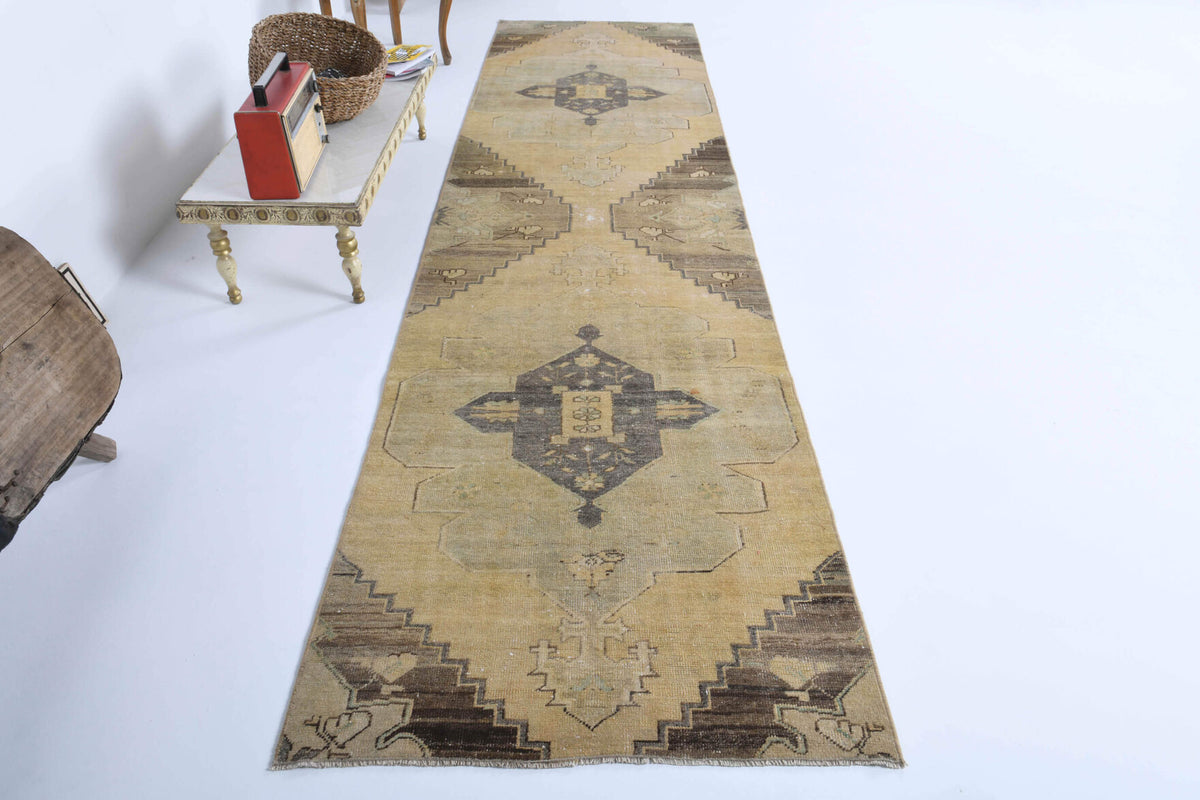 Beige Oushak Runner Rug