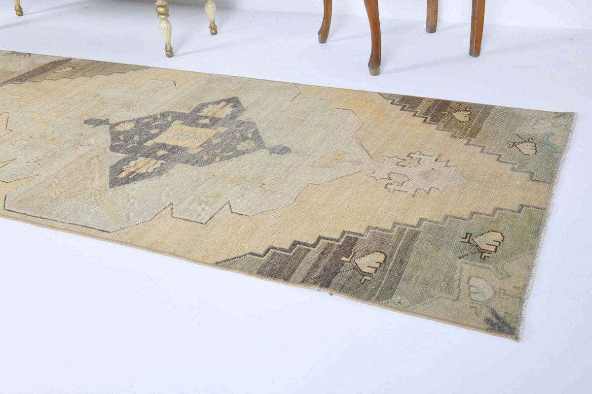 Beige Oushak Runner Rug