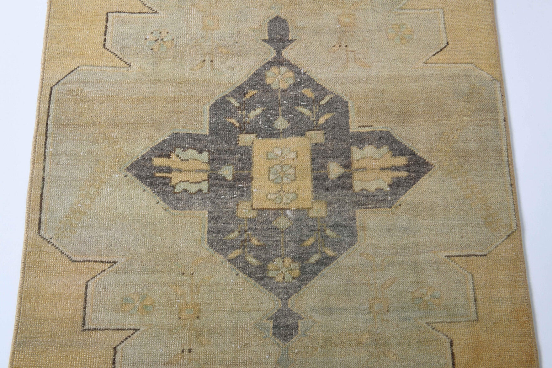 Beige Oushak Runner Rug