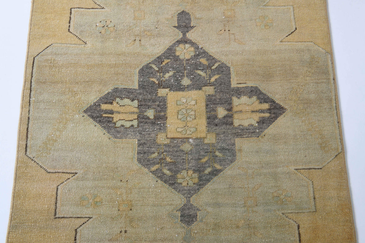 Beige Oushak Runner Rug