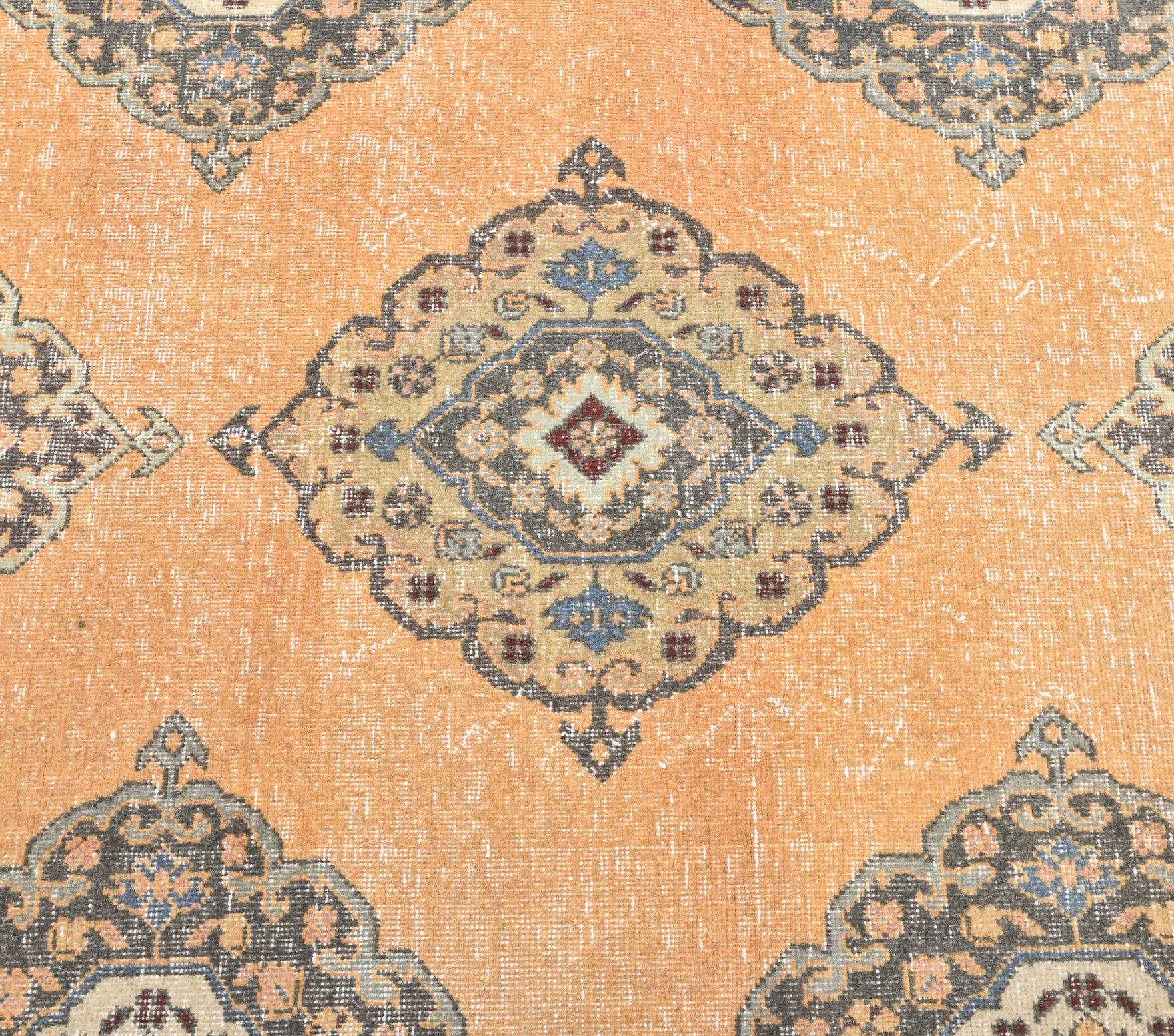 Vintage Orange Oushak Runner Rug