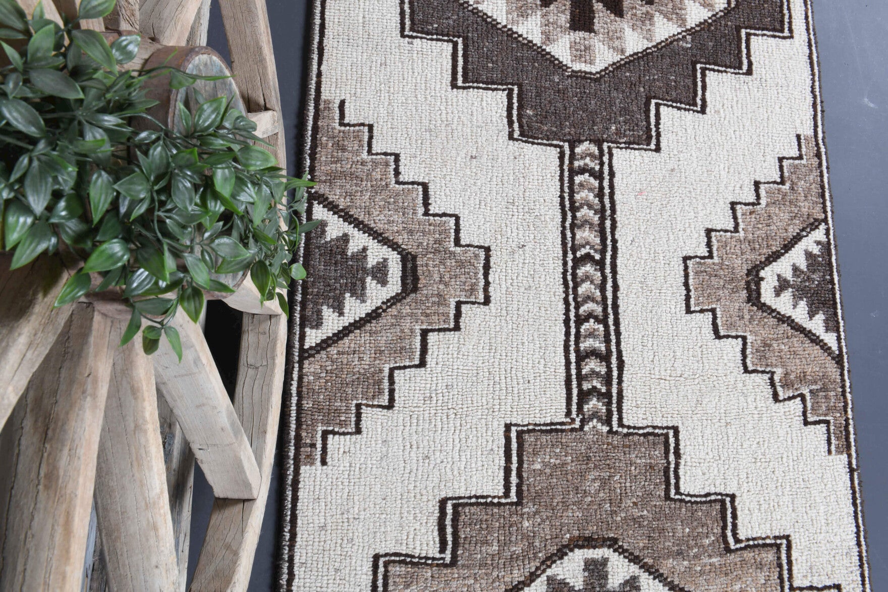 98x357 cm vintage Anatolian runner rug – Simperver, low pile, wool