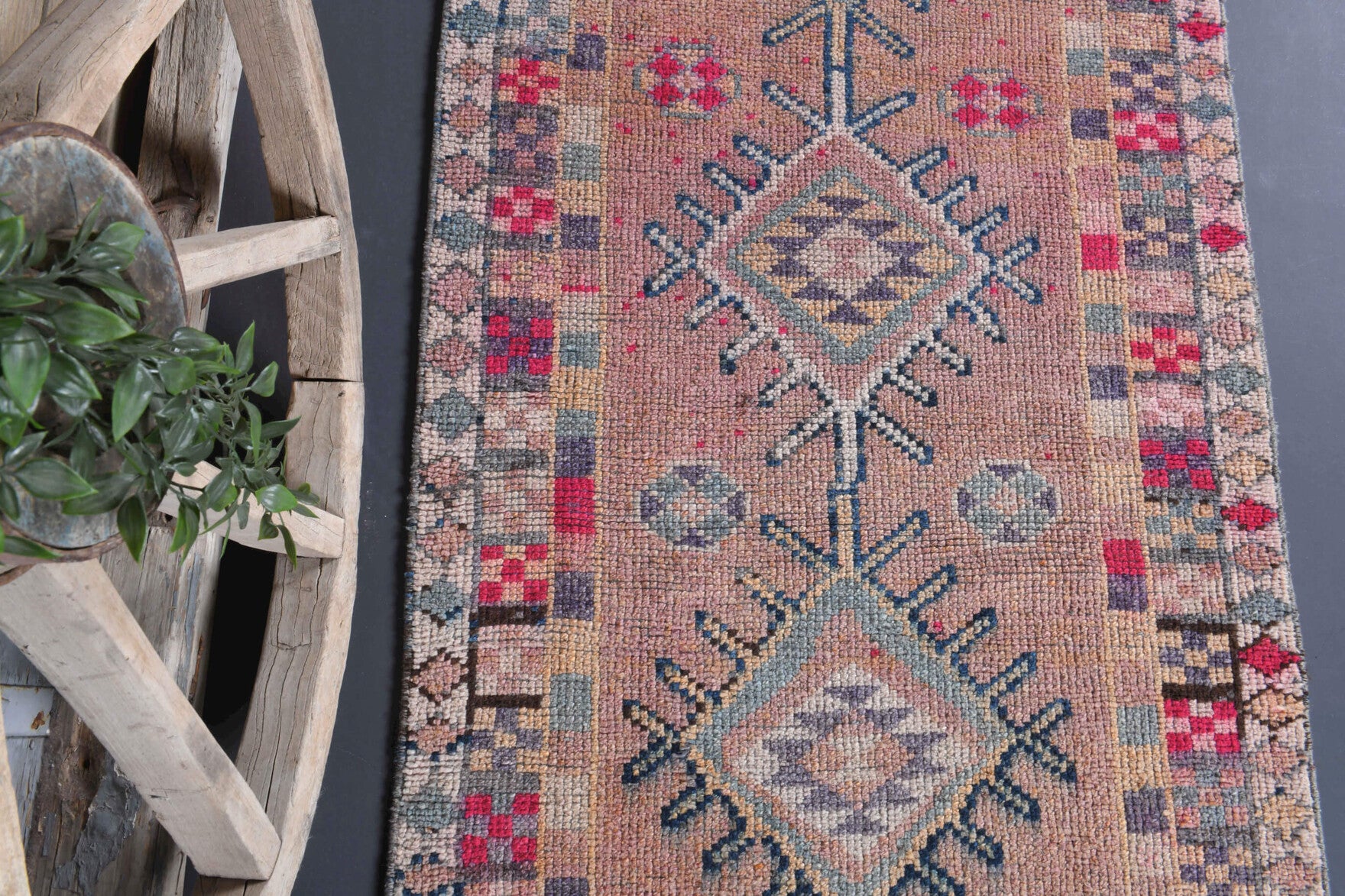 89x375 cm vintage Anatolian runner rug – Sevdapare, low pile, wool