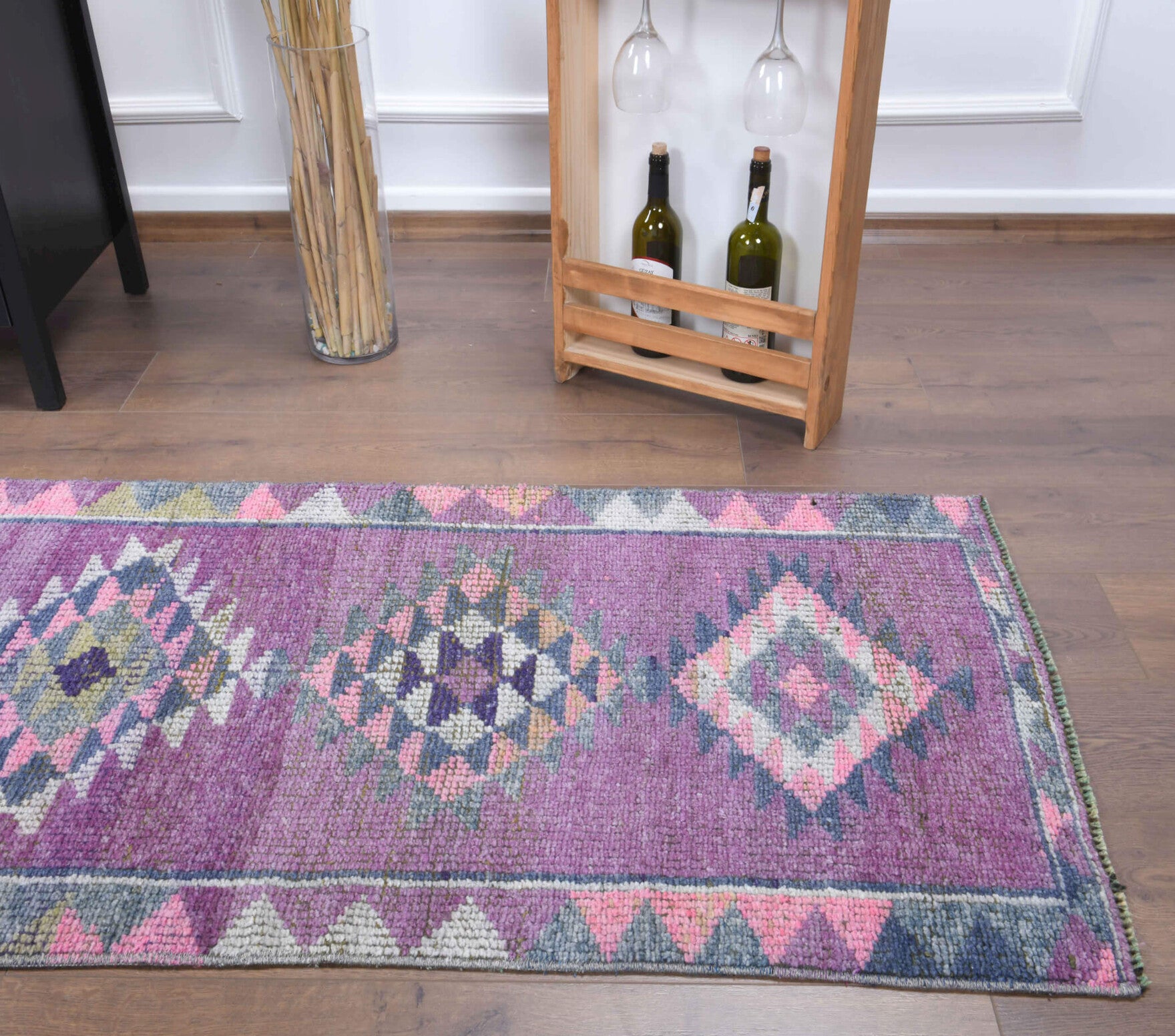 Authentic Anatolian vintage runner rug (1970s) with geometric design – one-of-a-kind at Fame Rugs