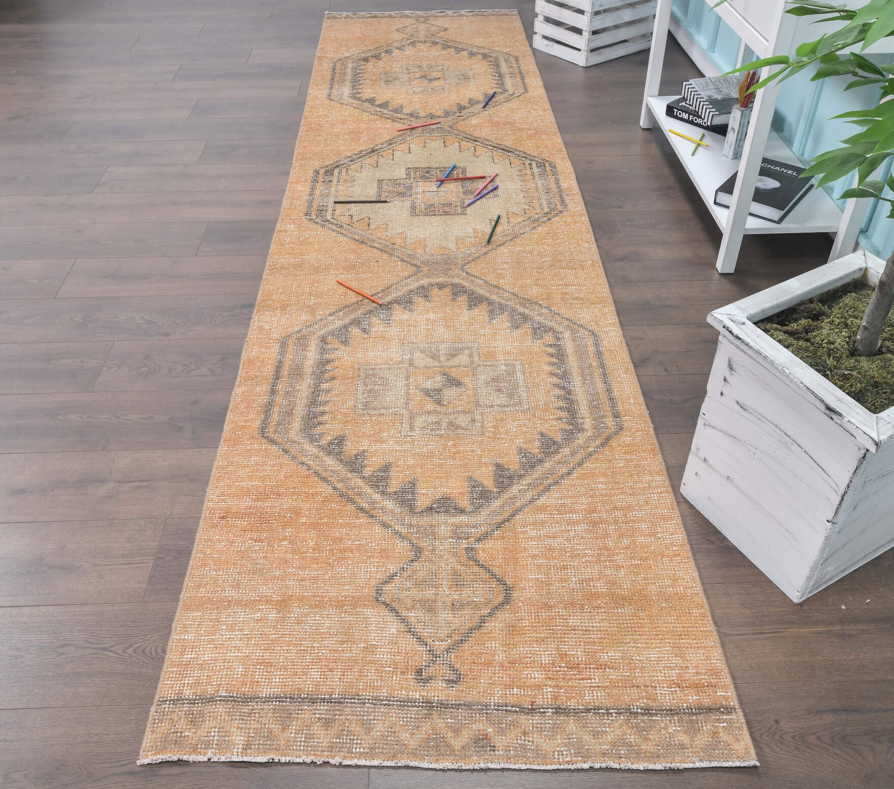 Vintage Pastel Orange Runner Rug