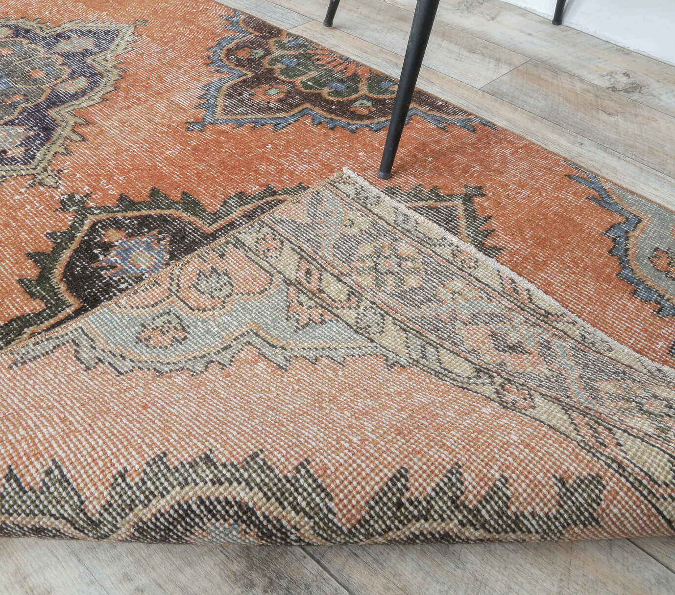 3x13 Vintage Handwoven Orange Oriental Runner