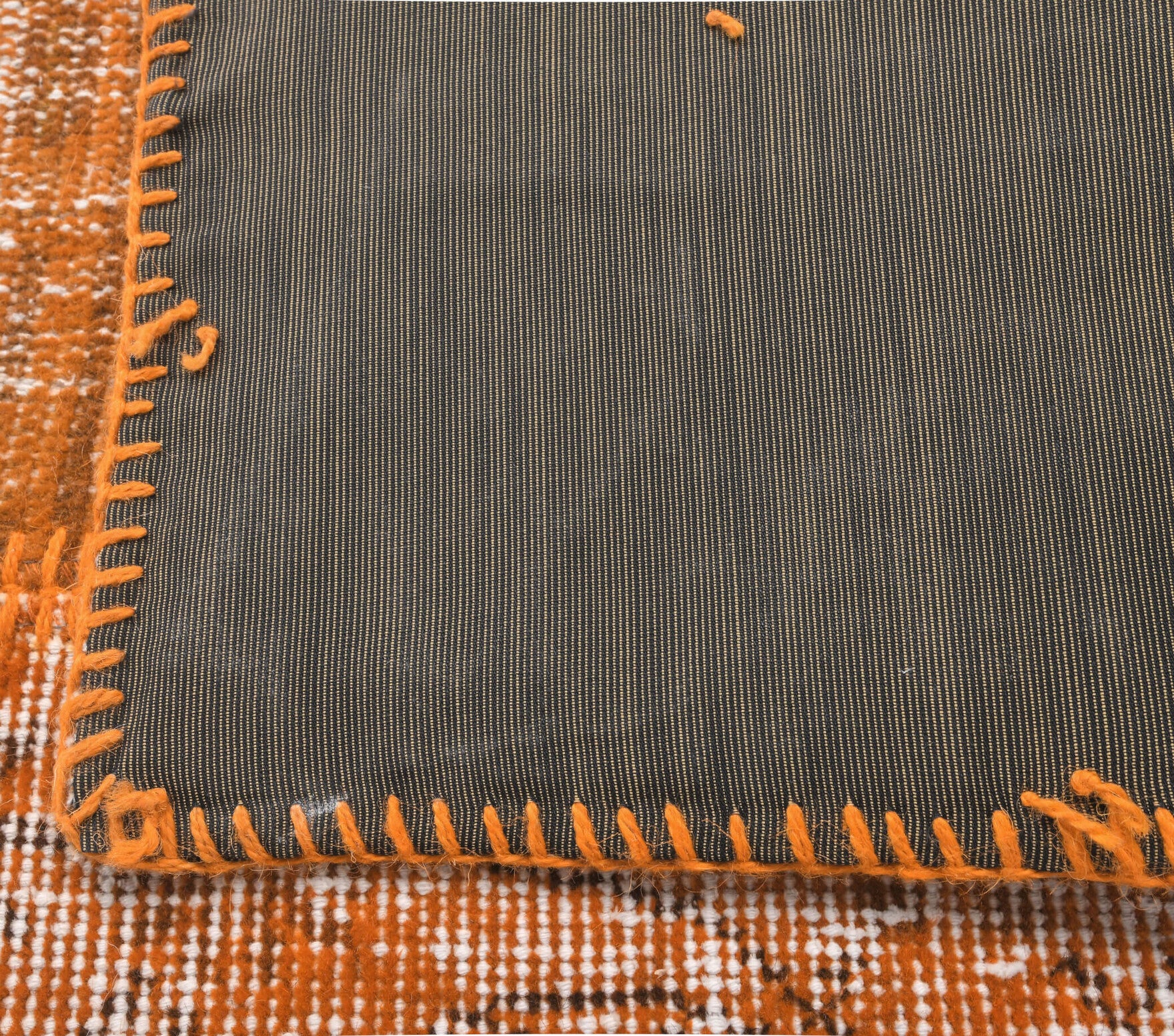 3x13 Vintage Handwoven Patchwork Overdyed Orange Runner