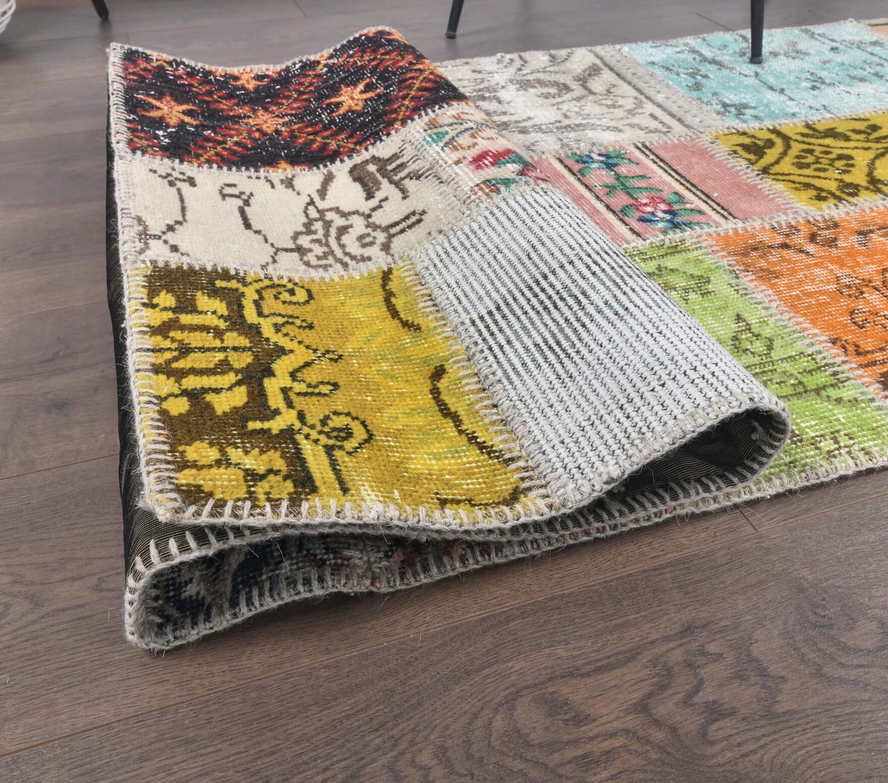 3x13 Vintage Handwoven Patchwork Runner Rug