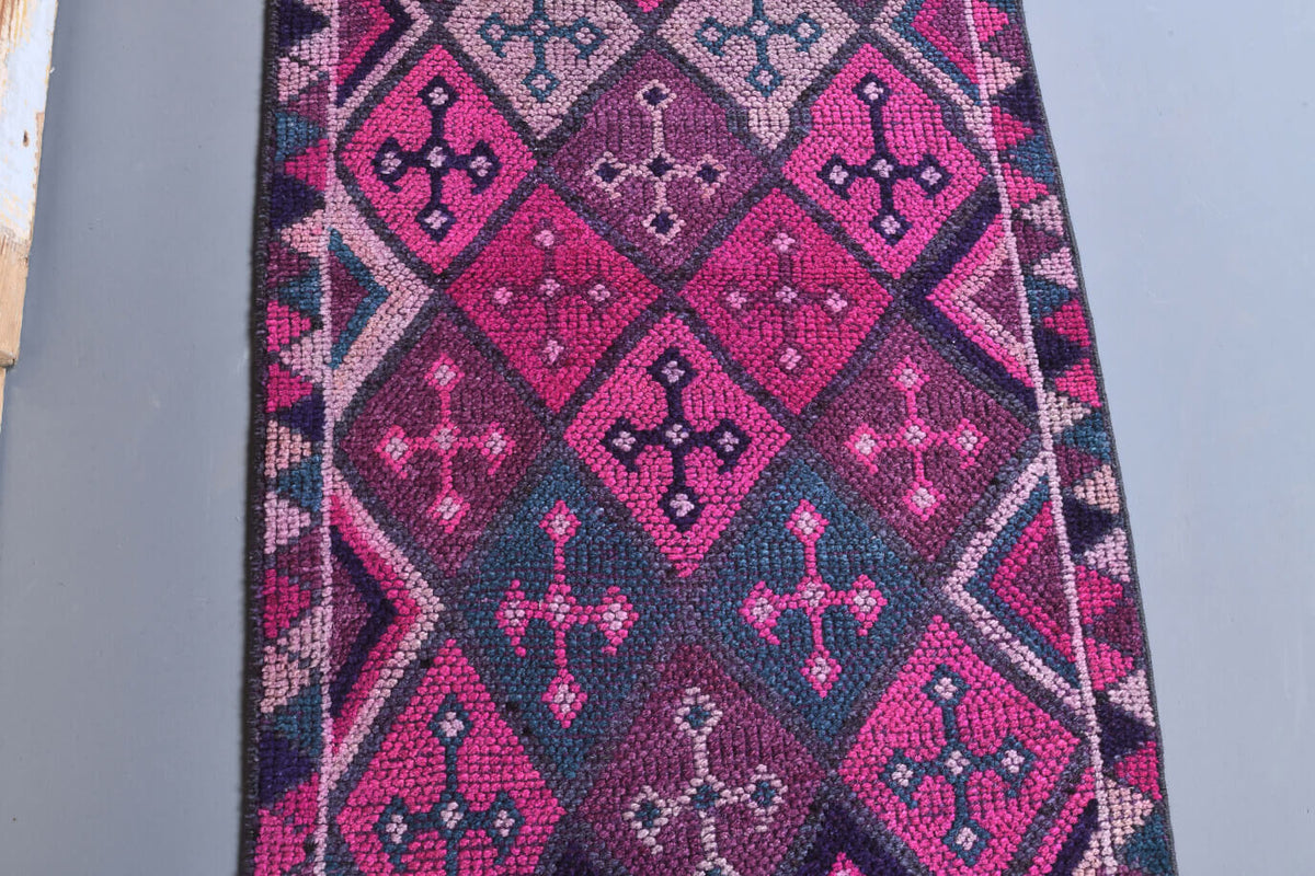 81x390 cm vintage Anatolian runner rug – Galatea, low pile, wool