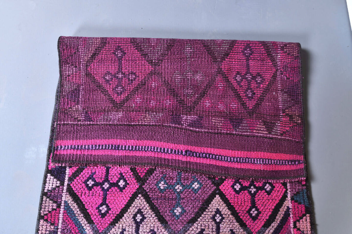Authentic Anatolian vintage runner rug (1970s) with ikat design – one-of-a-kind at Fame Rugs
