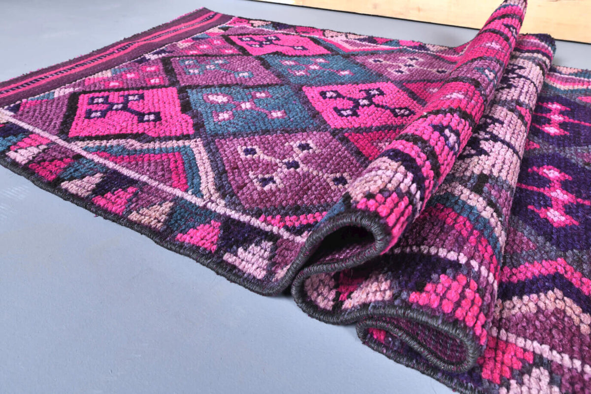 Handmade wool runner from Anatolia, Turkey – Vintage Runner Rug 2'8" x 12'10"