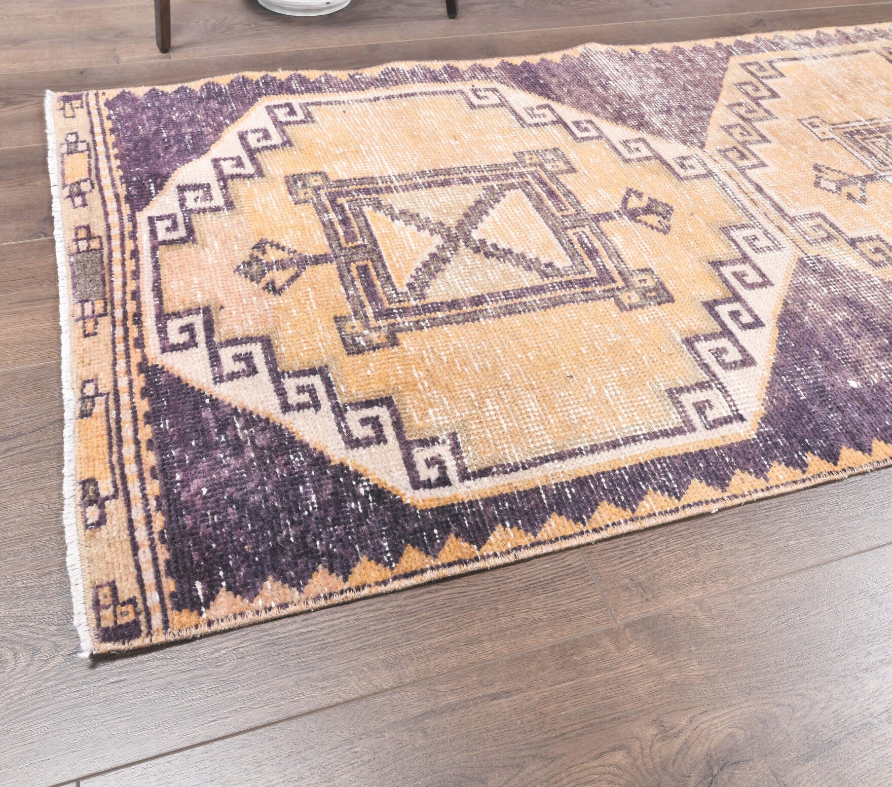 One-of-a-kind 1960s Anatolian distressed vintage runner rug in wool, 2'7" x 12'8"
