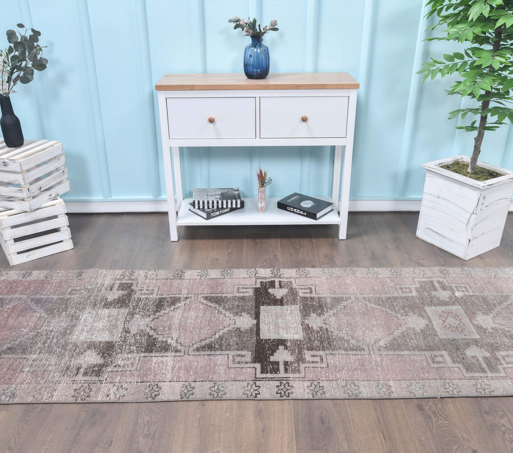 Purple Faded Vintage Runner Rug