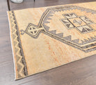 Aglaosela runner: 1970s handmade Anatolian runner with geometric motifs and cotton backing