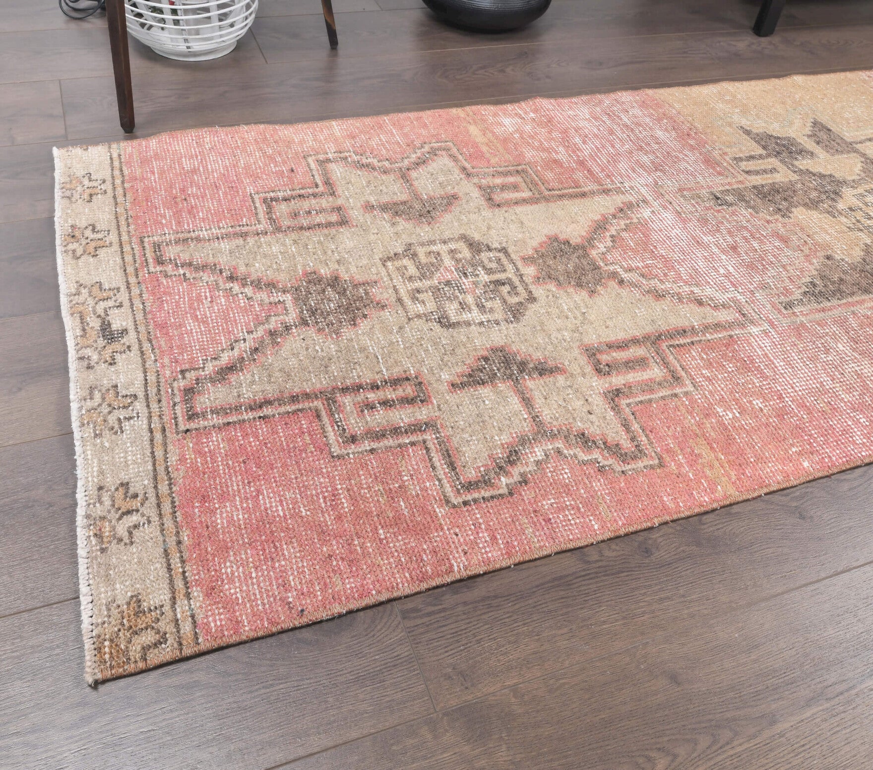 Vintage Soft Pink Runner Rug