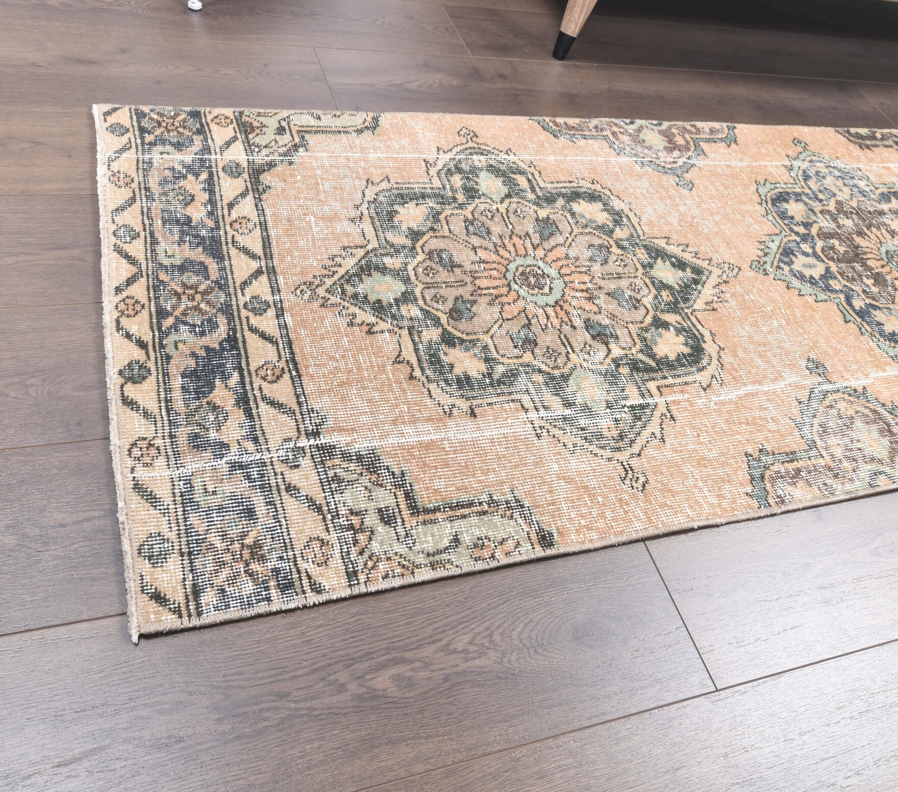 Vintage Orange Oushak Runner Rug