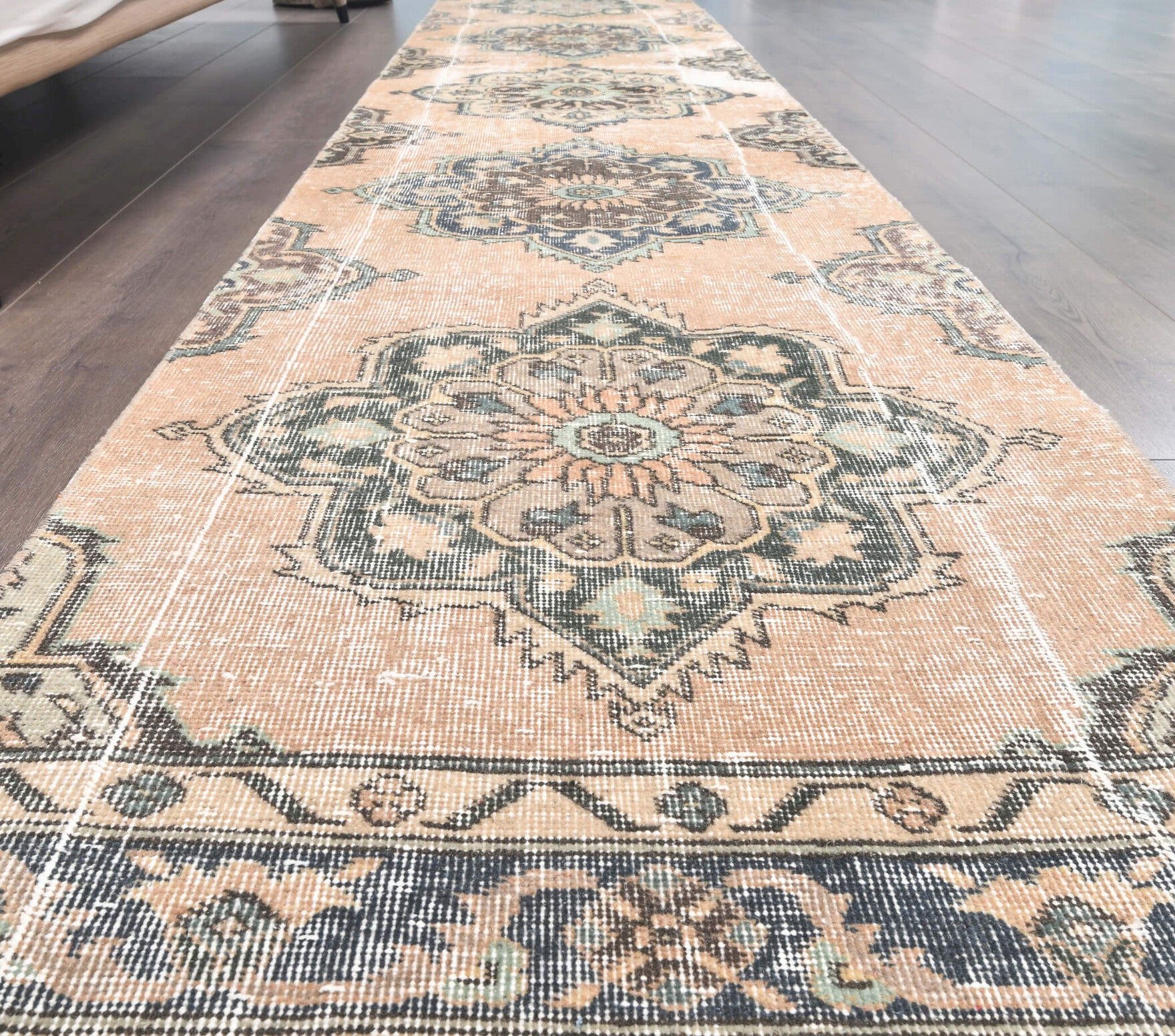 Vintage Orange Oushak Runner Rug