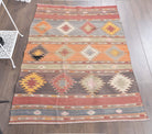 One-of-a-kind 1960s Turkish vintage kilim rug in wool, 3'5" x 4'6"