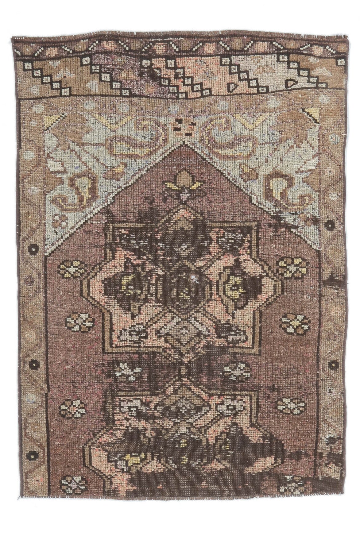 3x4 Vintage Handmade Oushak Small Brown Rug