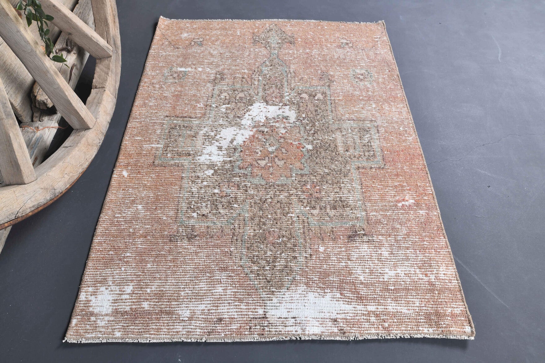 Vintage Orange Oushak Small Rug