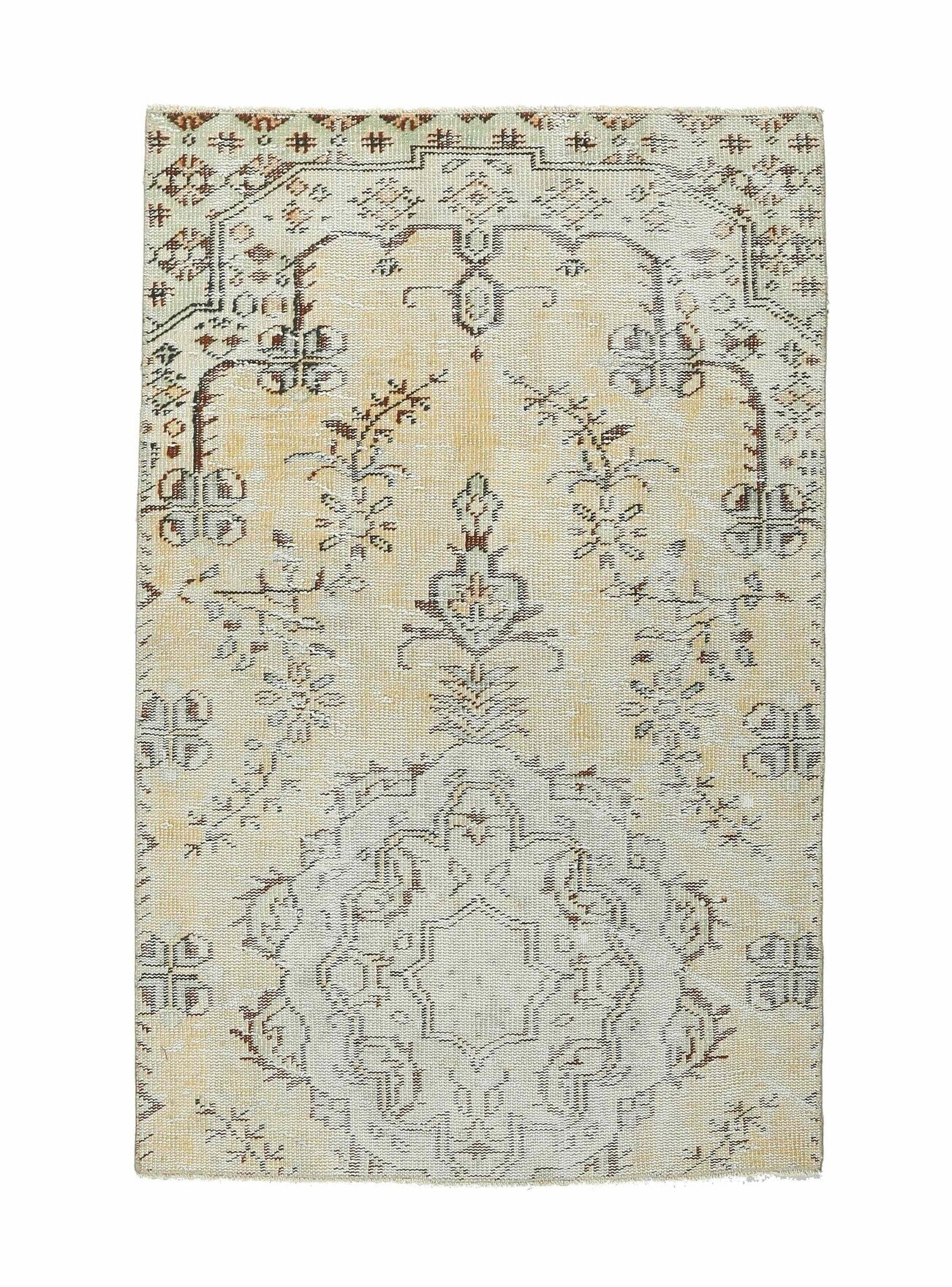 Vintage Oushak Yellow Small Rug