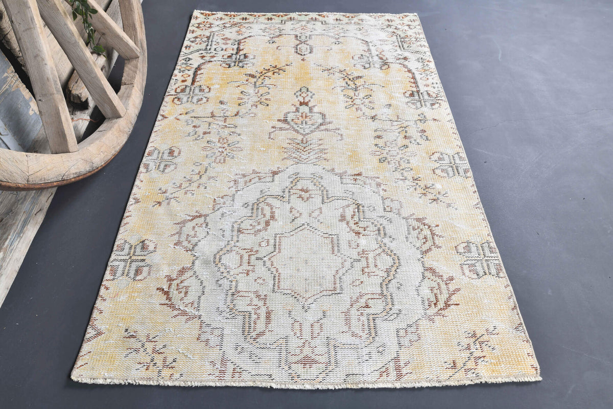 Vintage Oushak Yellow Small Rug