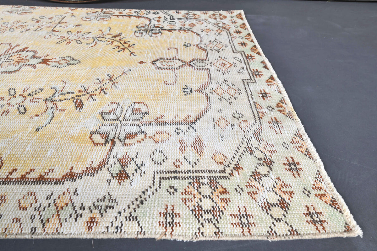 Vintage Oushak Yellow Small Rug