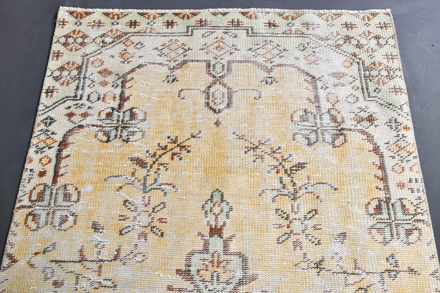 Vintage Oushak Yellow Small Rug