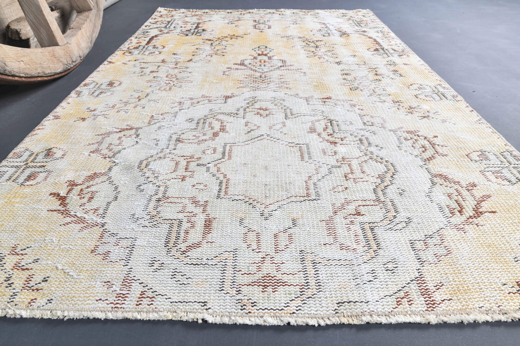 Vintage Oushak Yellow Small Rug
