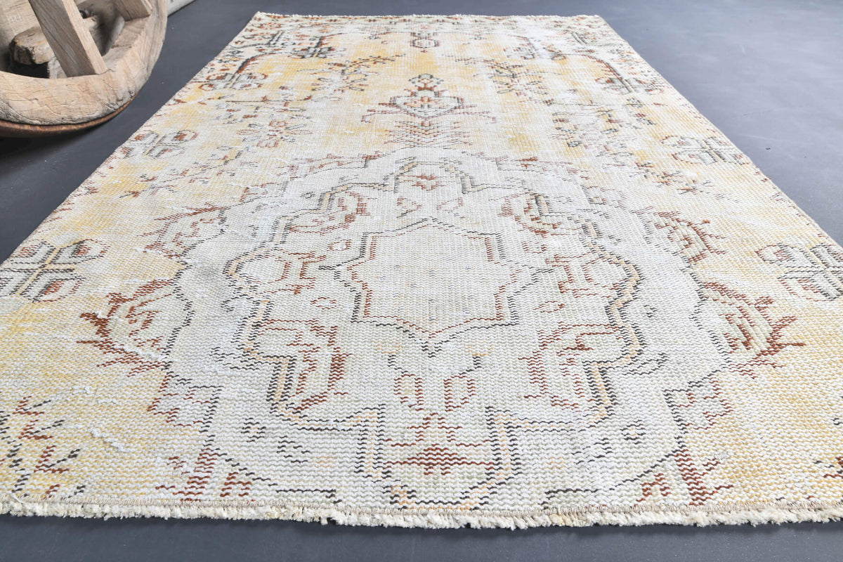 Vintage Oushak Yellow Small Rug