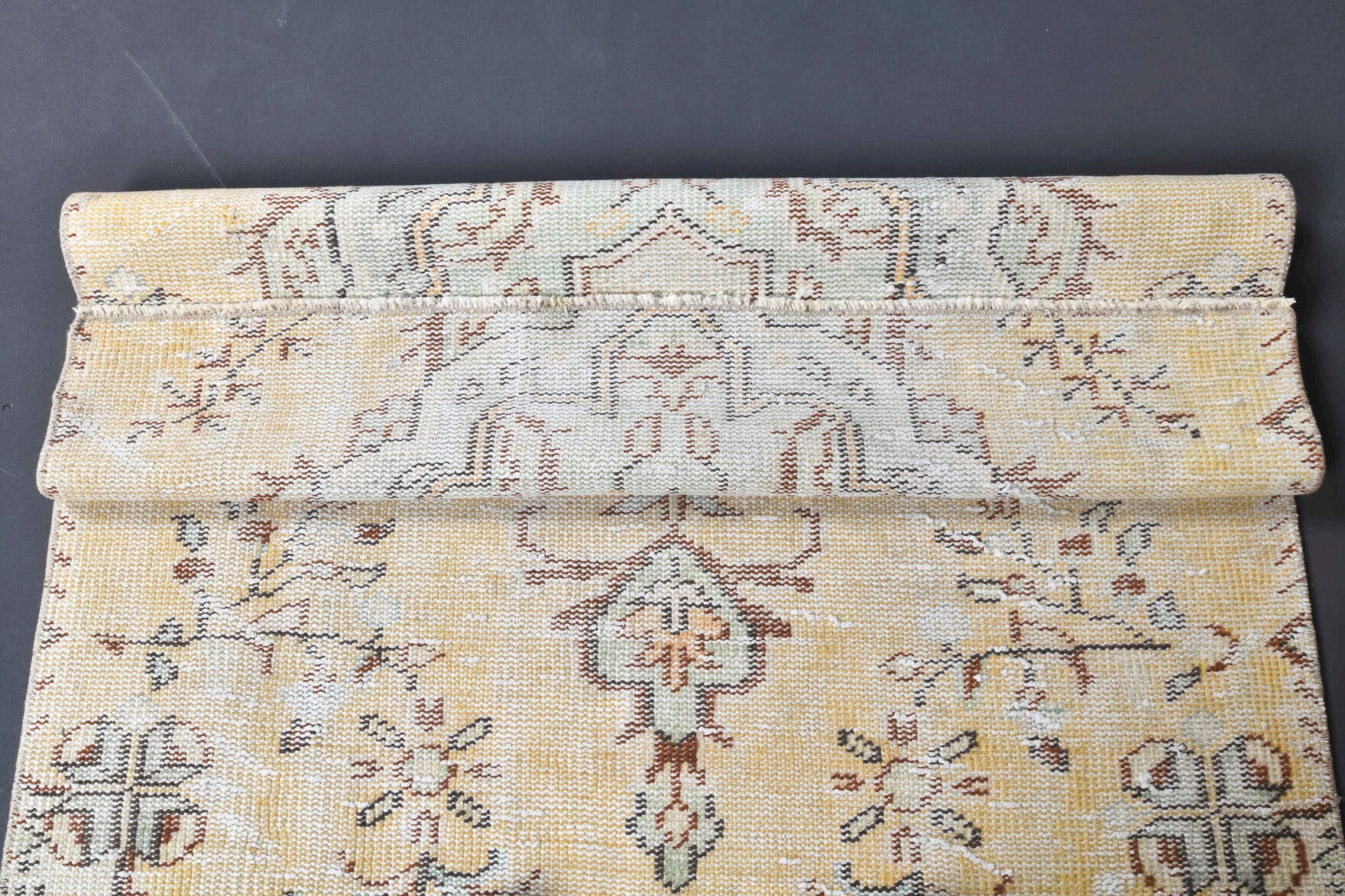 Vintage Oushak Yellow Small Rug