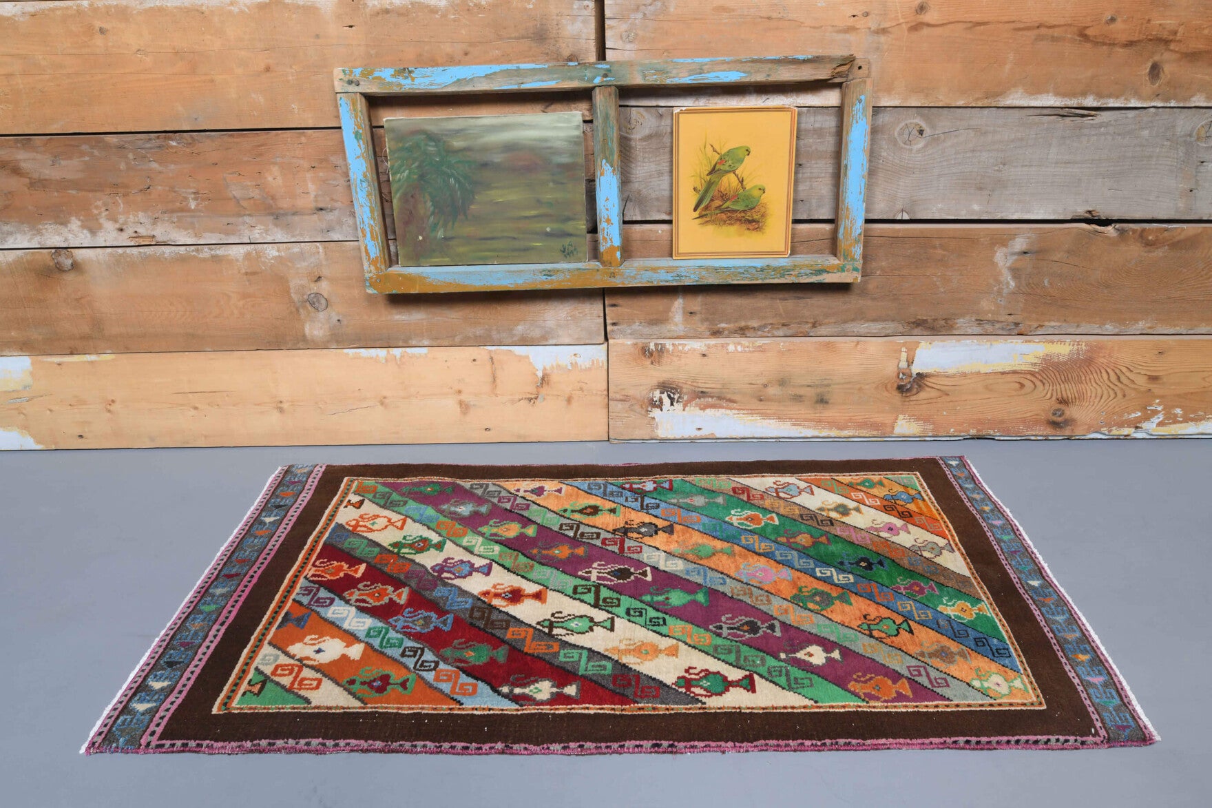 One-of-a-kind 1980s Anatolian retro vintage area rug in wool, 2'7" x 5'2"