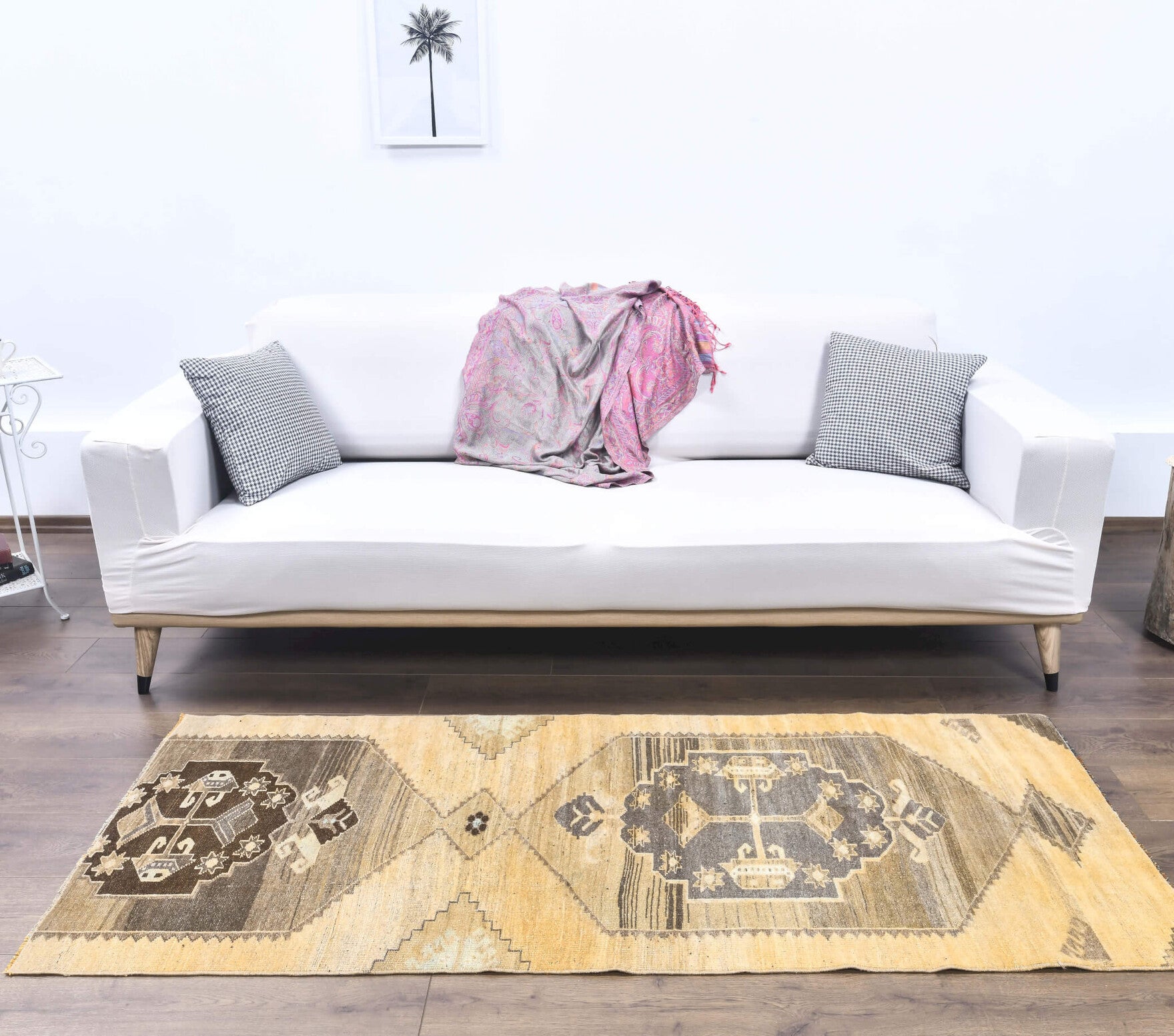 Turkish Vintage Oushak  Runner Rug